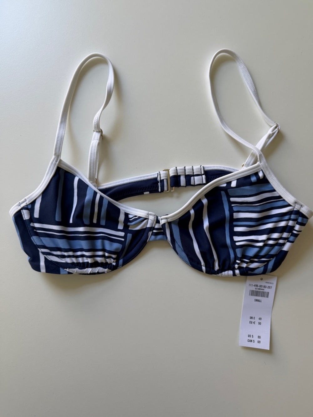Abercrombie & Fitch Navy and White Striped Underwire Bikini Top